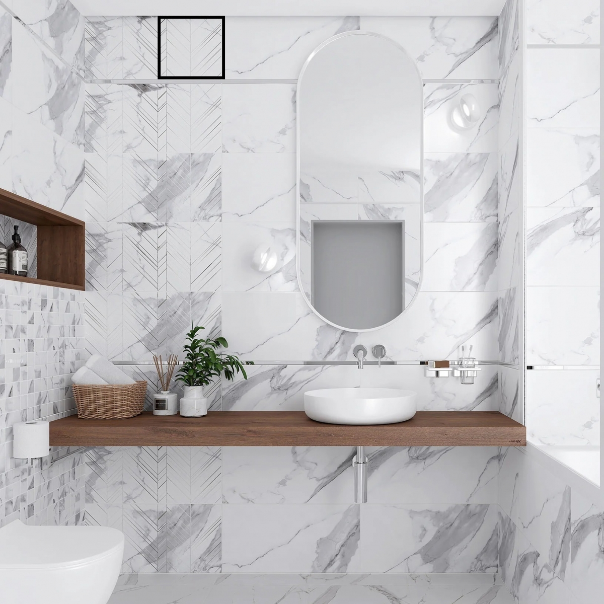 Теневой диффузор под плитку с вентилятором FoZa VD5 скрытого монтажа, под плитку