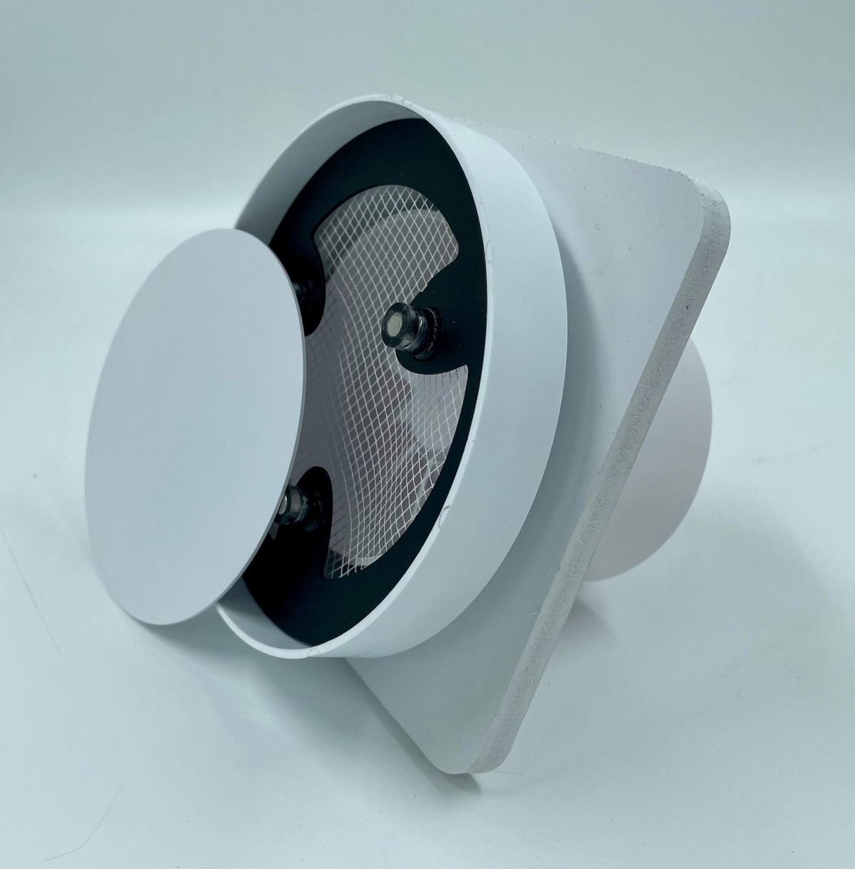 Теневой диффузор для натяжного потолка FoZa d125мм с вентилятором на шарикоподшипнике с выходом на трубу 60х120мм