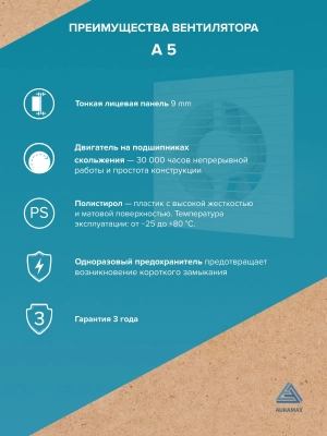 Вентилятор накладной A D125 AURAMAX