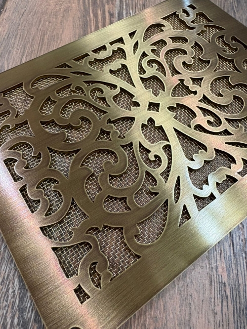 Латунная вентиляционная решётка с патиной ЛР354 200х150