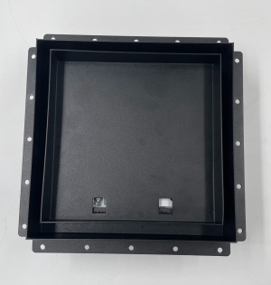 Решетка скрытого монтажа FoZa ПОД ПЛИТКУ 237х237 с вентилятором на шарикоподшипнике 125СК, обратный клапан, черная, d125мм